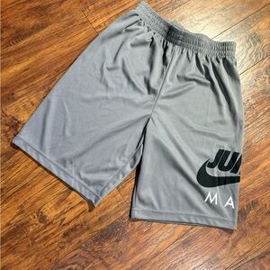 Jordan boys size L athletic grey shorts with logo on side